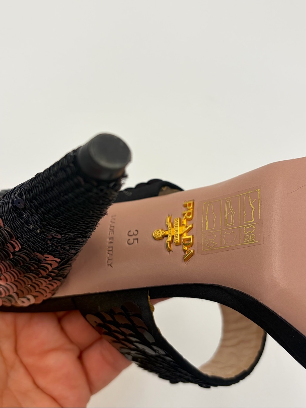 Prada Runway sequin Heels Sandals Slingback Mules 90s Size 35 US 5 New - Picture 14 of 16